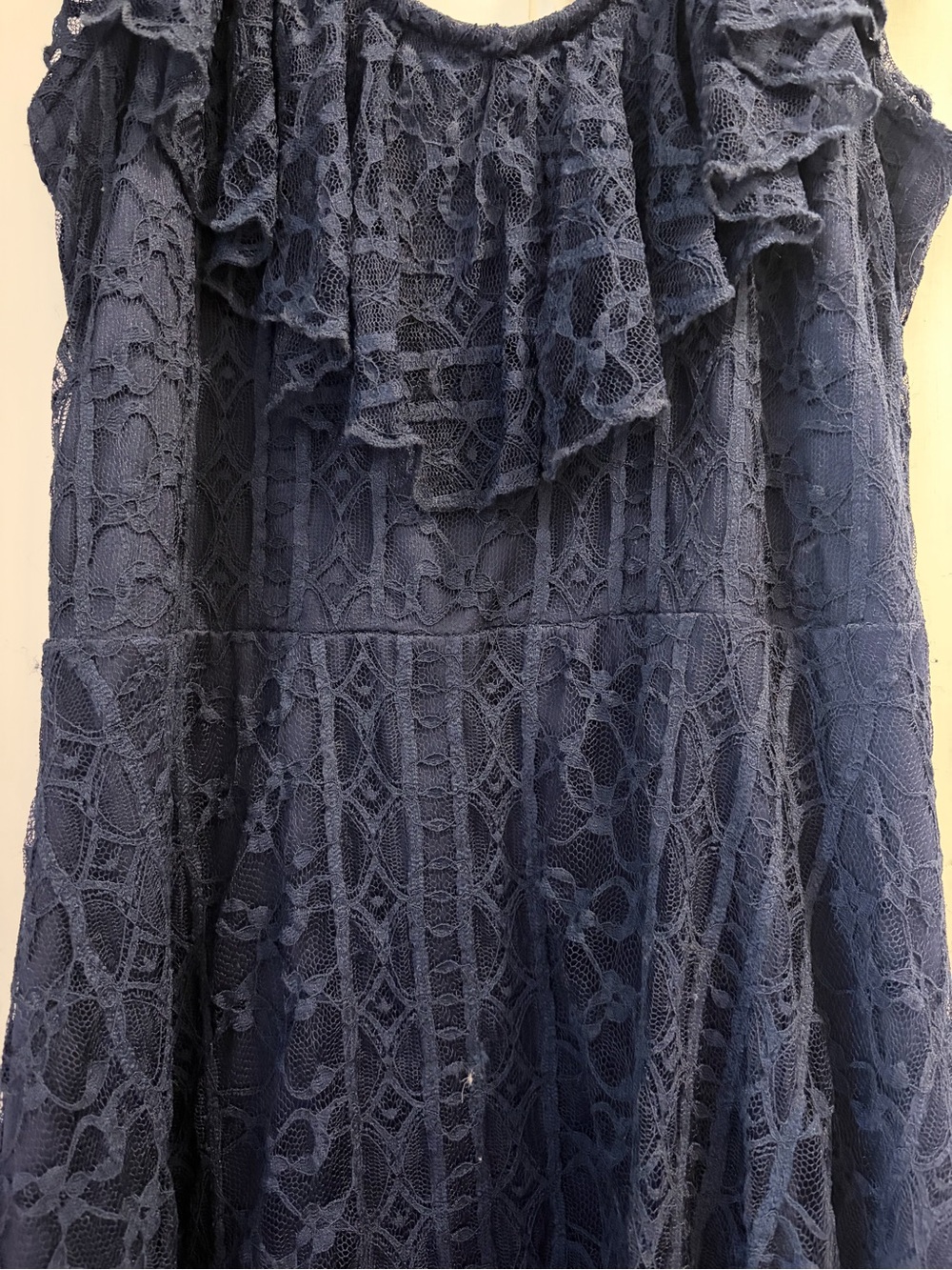 Suzy Shier Navy Lace Flutter-Sleeve A-Line Dress - Picture 8 of 8